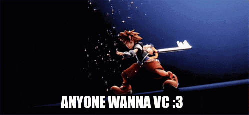 a picture of a video game character with the words anyone wanna vc : 3