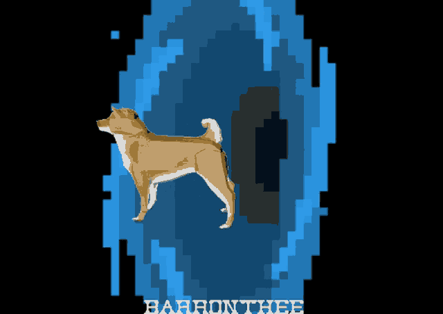 a pixel art of a dog with the name barronthee