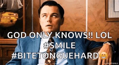 a man in a suit and tie says god only knows