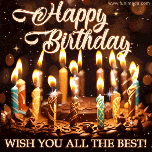 a birthday card with a cake and candles that says wish you all the best