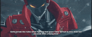 a video game character is holding a sword and says " they won t even have time to play their theme song "