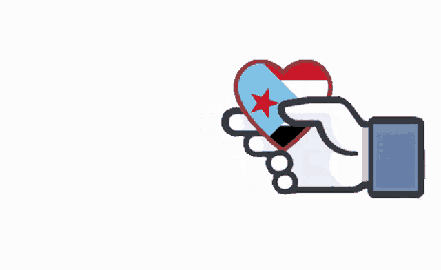 a hand is holding a heart with a red star on it