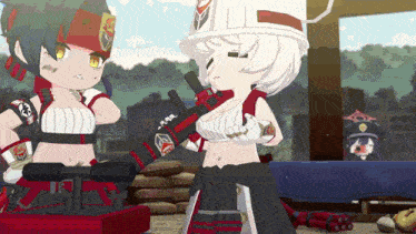 a cartoon character holding a gun and wearing a white hat
