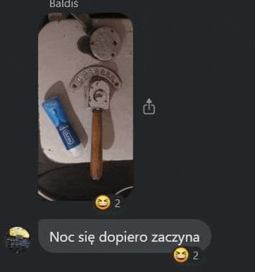 a screenshot of a text message with a picture of a device and a bottle of toothpaste .