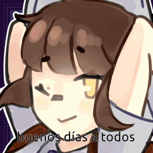 a drawing of a girl with the words buenos dias a todos above her