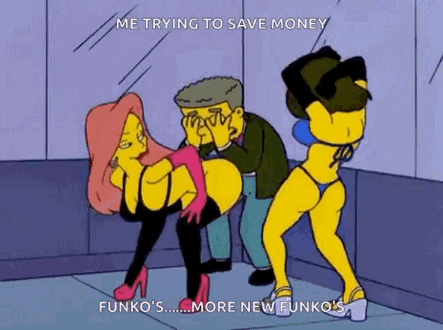 a cartoon of a man kissing a woman 's butt while another woman looks on