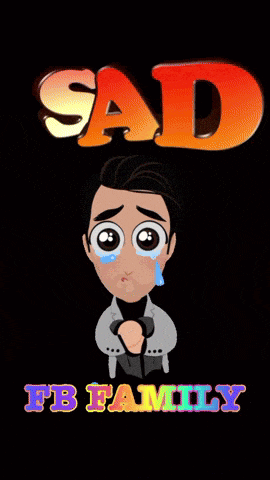 a cartoon of a man crying with the words sad fb family on the bottom