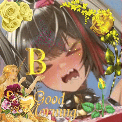 a good morning greeting card with a girl and yellow roses