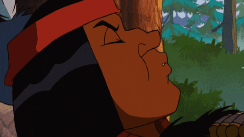 a cartoon of a man with a red headband on