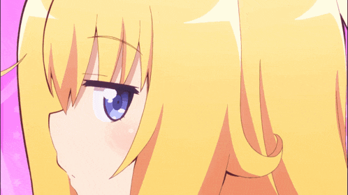 a girl with long blonde hair is standing in front of a pink star background