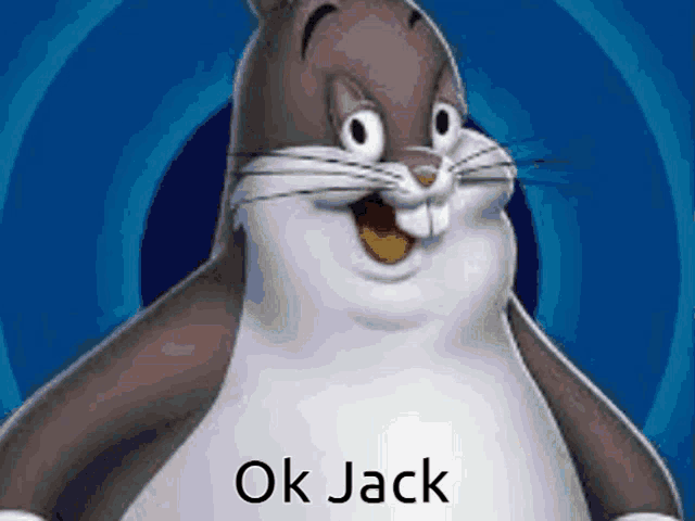 bugs bunny says ok jack in front of a blue circle
