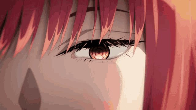 a close up of a girl 's eye with a circle in it