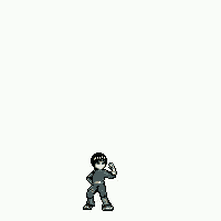 a pixel art of a boy holding a sword and a lightning bolt .