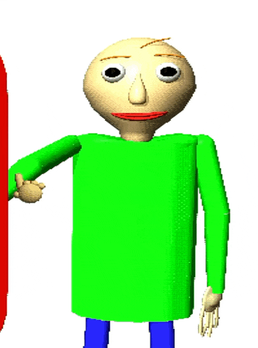 a cartoon character with a green shirt and blue legs