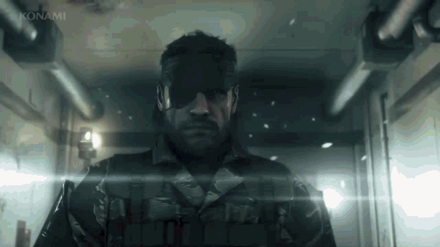 a man in a military uniform with konami on the bottom