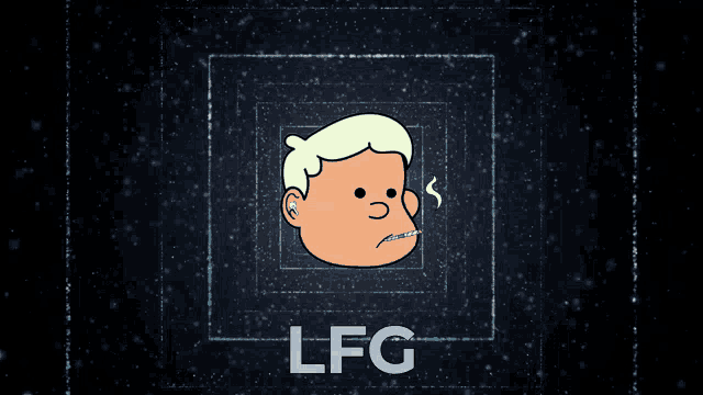 a cartoon of a boy with braces on his teeth and the word lfg below him