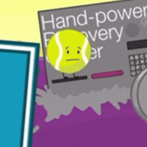 a cartoon drawing of a tennis ball with a face on it .