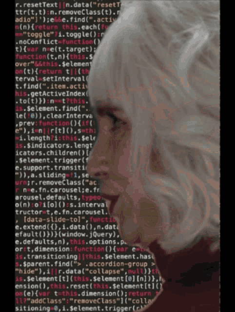 a woman 's face is surrounded by a bunch of text