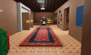 a room with a red sign that says solar system on it