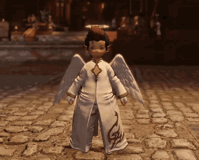 a video game character with wings and a halo