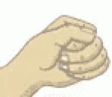 a cartoon drawing of a person 's fist against a white background .