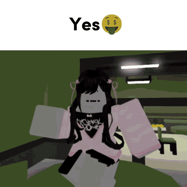 a girl in a pink shirt with the word yes on the top