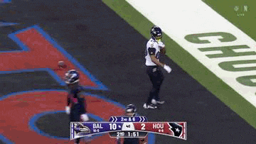 a football game between bal and hou is being shown