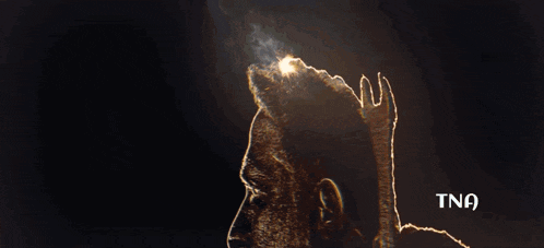 a close up of a person 's face with the letters tna below it