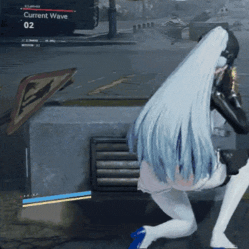 a video game screen shows a current wave of 02