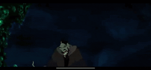 a cartoon character with long hair and green eyes is standing in the dark