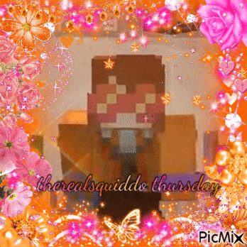 a picture of a minecraft character with the words therealsquiddo thursday on the bottom