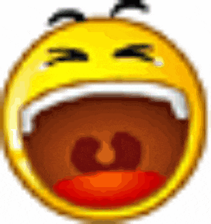 a yellow smiley face with its mouth open and tears coming out of it 's eyes .