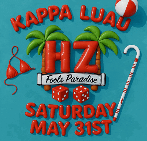 a poster for kappa luau fools paradise saturday may 31st