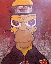 a cartoon of homer simpson wearing a black jacket with the letter a on it