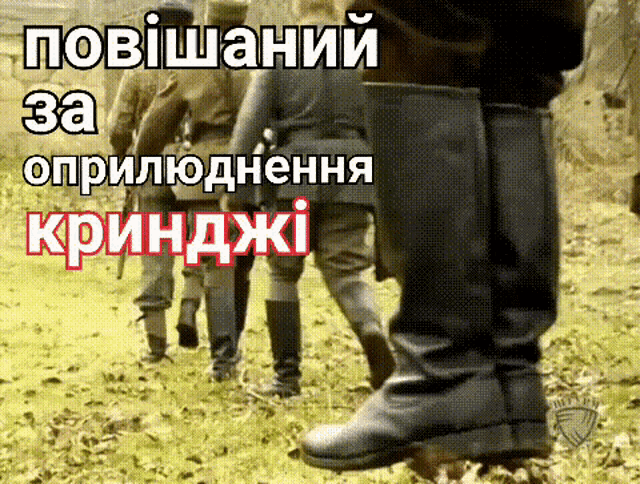 a group of soldiers are walking in a field with a caption in a different language