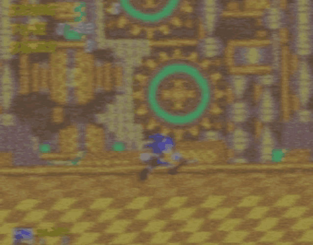 a blurred image of sonic the hedgehog running in a video game