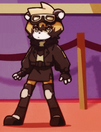 a cartoon drawing of a teddy bear wearing goggles and a jacket