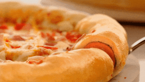 Pizza Hut Hot Dog Stuffed Crust Pizza GIF