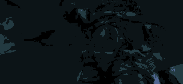 a predator with glowing green eyes and sharp claws