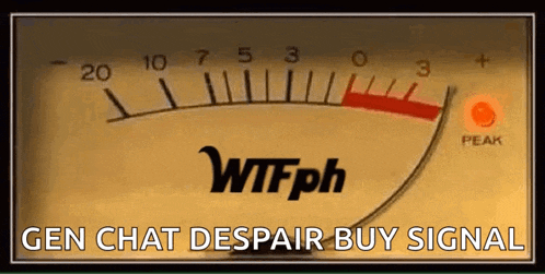 a picture of a gauge with the words `` gen chat despair buy signal '' on it .