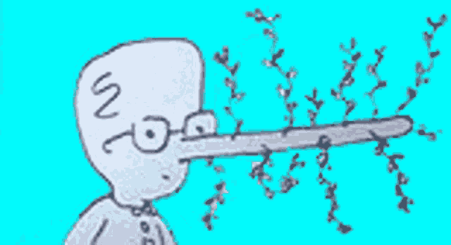 a cartoon of a man with a long nose