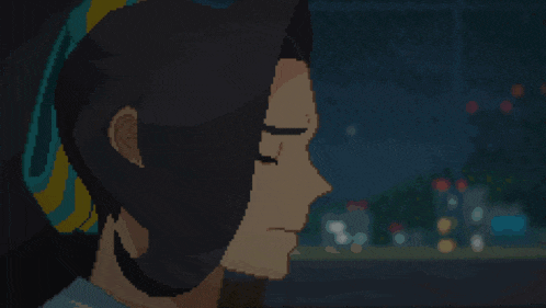 a pixel art drawing of a woman with her eyes closed in the dark