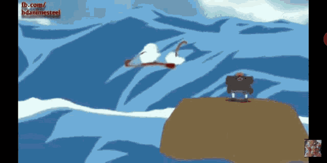 a cartoon of a man swimming in the water with the website fb.com/b4animested visible