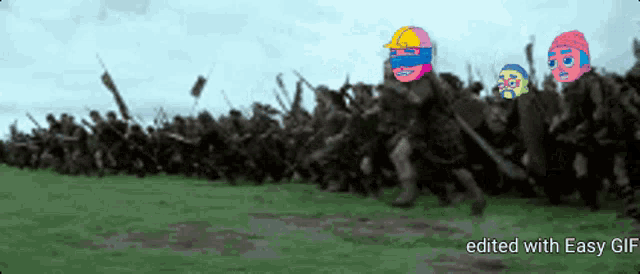 a gif of a battle scene with the words edited with easy gif below it