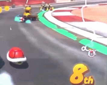 a video game screen shows a race with the number 8 on it