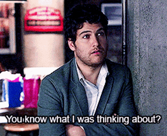 a man in a suit says " you know what i was thinking about ? "