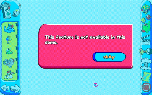a computer screen displays a message that the feature is not available in this demo