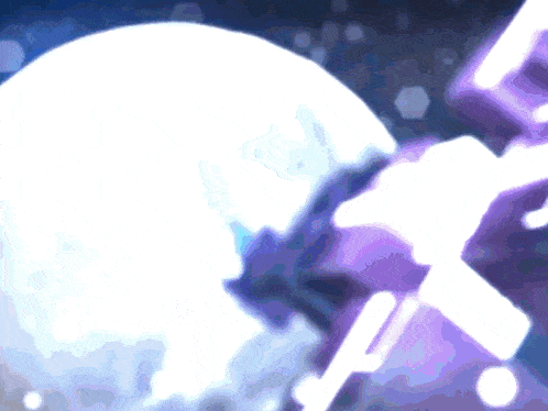 a purple and white background with a sphere in the middle