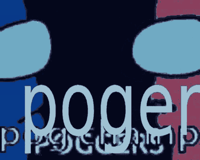 a blue and red background with the word poger on it