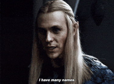 a man with long blonde hair and ears says i have many names